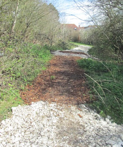 Chalk & Wood Chips on the Path at the Top of the Copse
