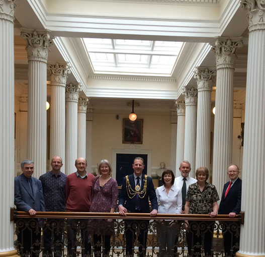 a team from the Friends of Three Cornered Copse at Brighton Town Hall tea with the Mayor, Cllr Pete West